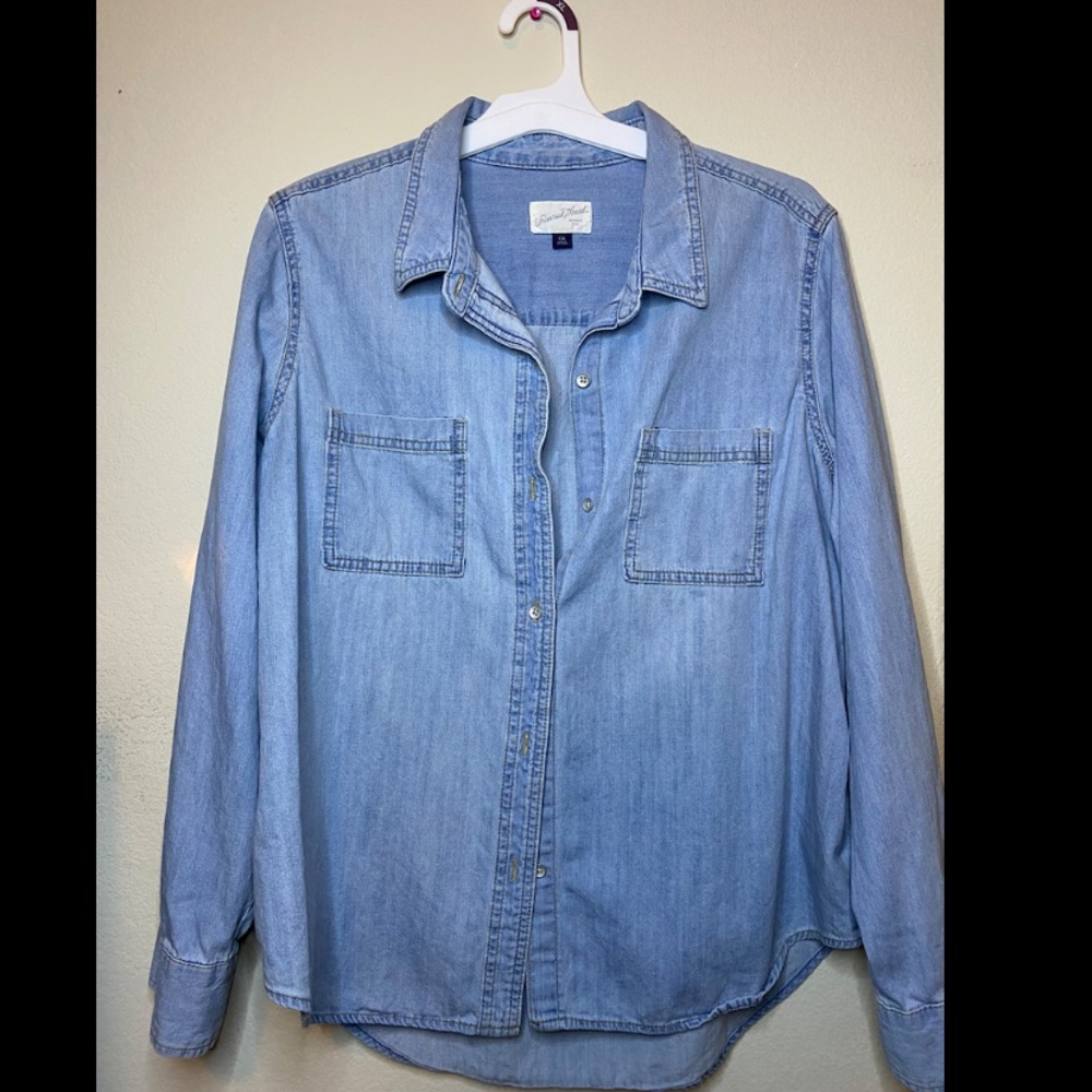 Long sleeve denim shirt- cute for teaching!